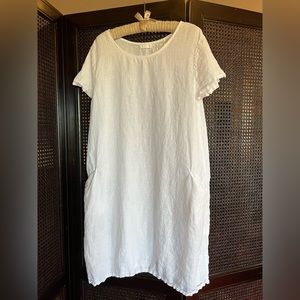 CP Shades LINEN t-shirt DRESS with pockets Medium white